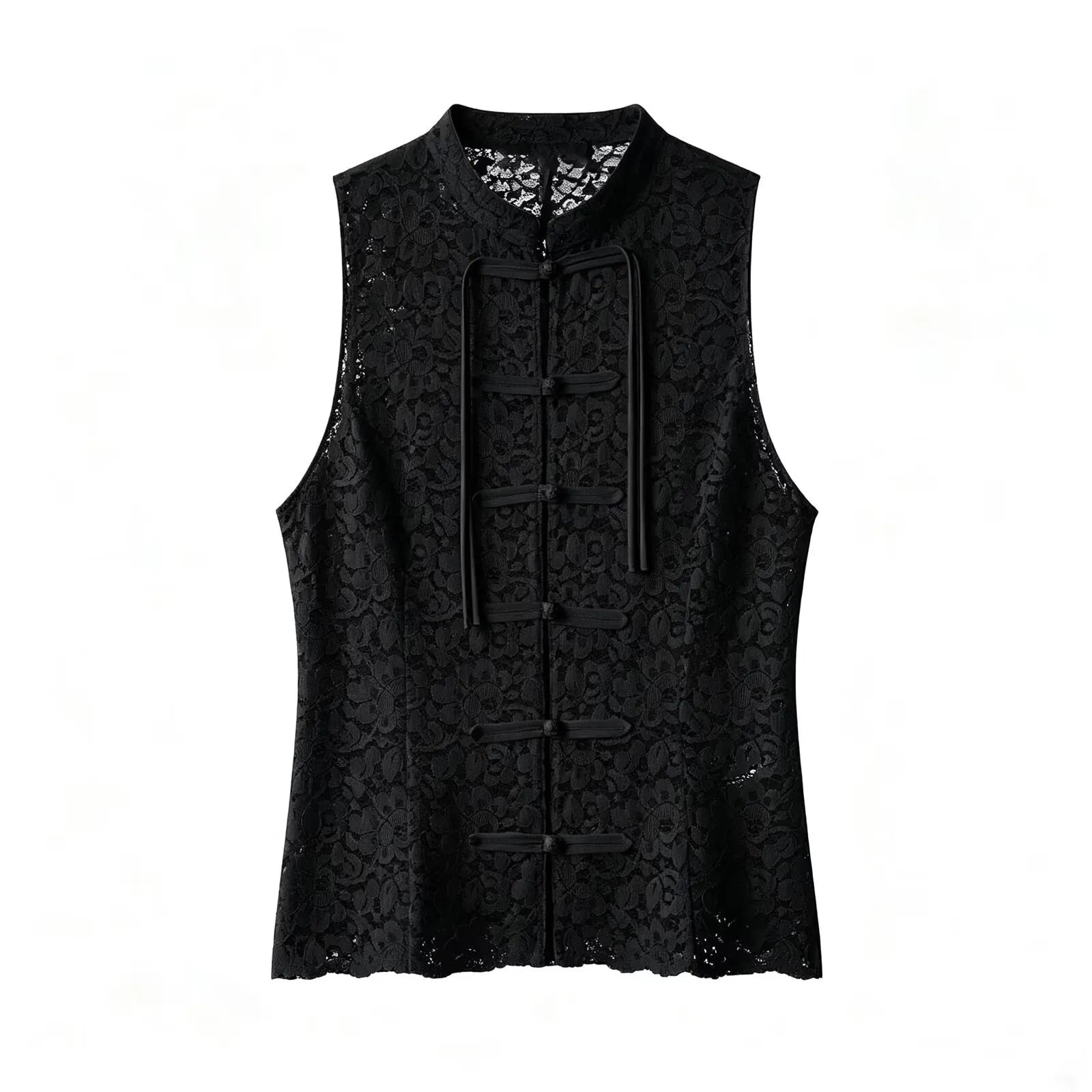 Chic Women’s White Lace Vest - Elegant Sleeveless Single Breasted Waistcoat for a Stylish Summer Look