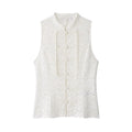 Chic Women’s White Lace Vest - Elegant Sleeveless Single Breasted Waistcoat for a Stylish Summer Look