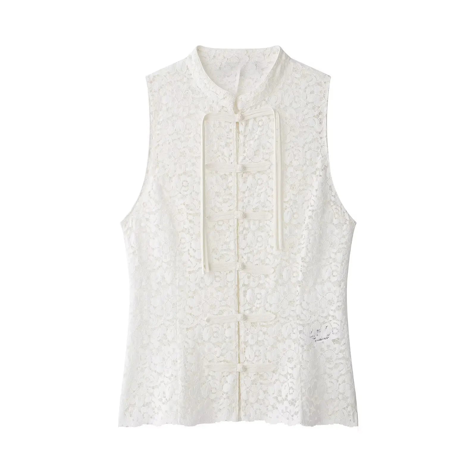 Chic Women’s White Lace Vest - Elegant Sleeveless Single Breasted Waistcoat for a Stylish Summer Look