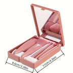 Transform Your Beauty Game: 5-Piece Portable Makeup Brush Set with Mirror - Your Ultimate Travel Essential!