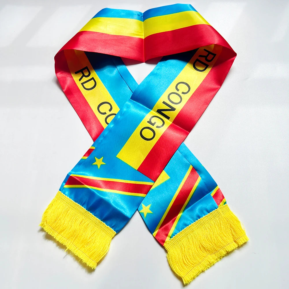 Show Your Pride with the 2026 Double-Sided Printed Satin Congo Flag Scarf - Perfect for Sports, Events, and More!