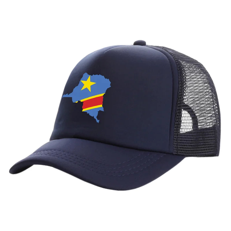 Stylish Unisex Democratic Republic of the Congo Trucker Cap - Adjustable Summer Baseball Hat for Cool Casual Vibes