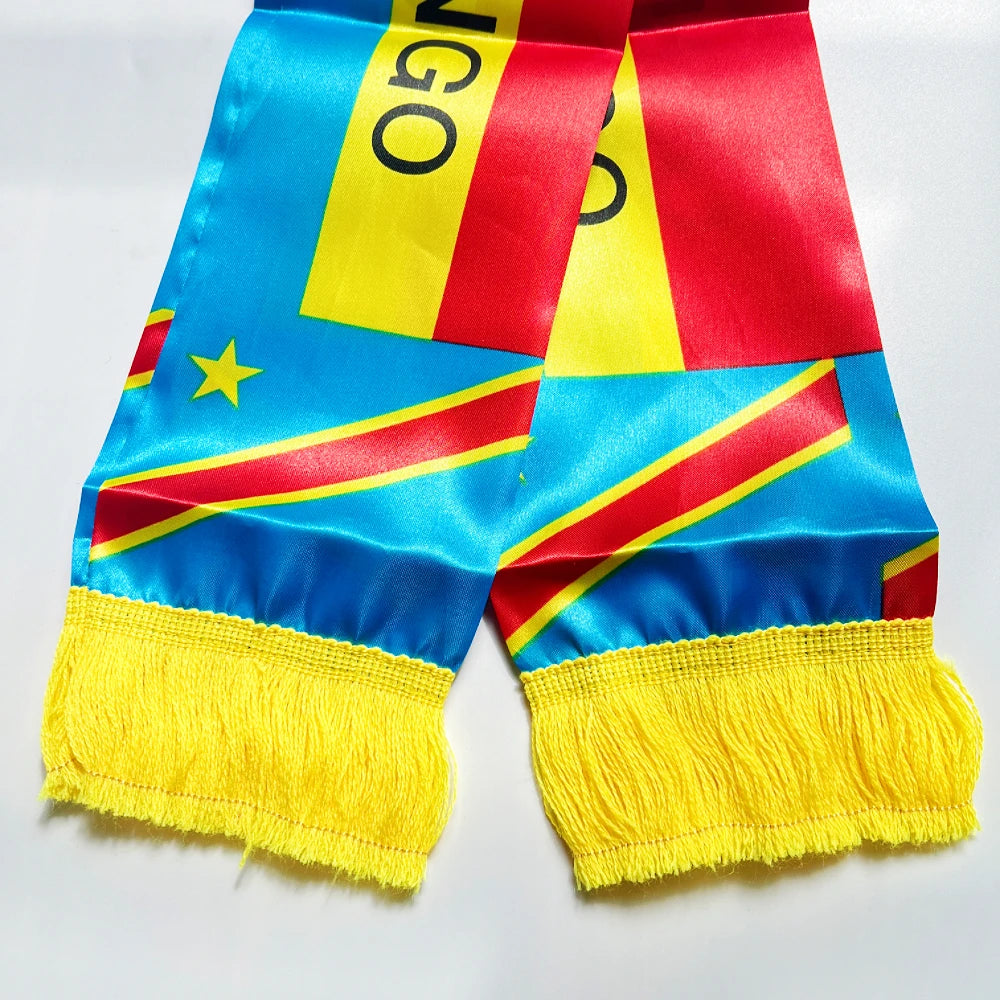 Show Your Pride with the 2026 Double-Sided Printed Satin Congo Flag Scarf - Perfect for Sports, Events, and More!
