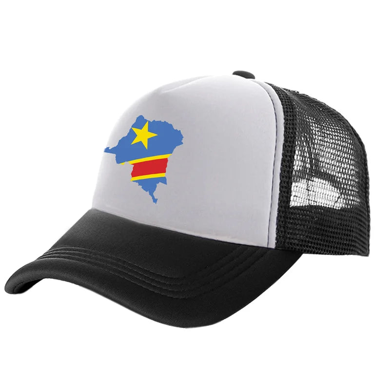 Stylish Unisex Democratic Republic of the Congo Trucker Cap - Adjustable Summer Baseball Hat for Cool Casual Vibes
