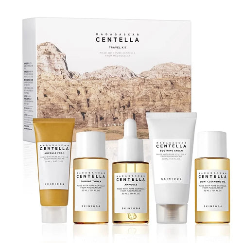 Discover Radiant Skin Anywhere: Madagascar Centella Travel Kit - Essential 5-Piece Set for Women