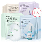 Revitalize Your Skin with 20Pcs Centella Collagen Face Mask - Hydrating & Refreshing Sheet Masks Infused with Hyaluronic Acid and Vitamin C