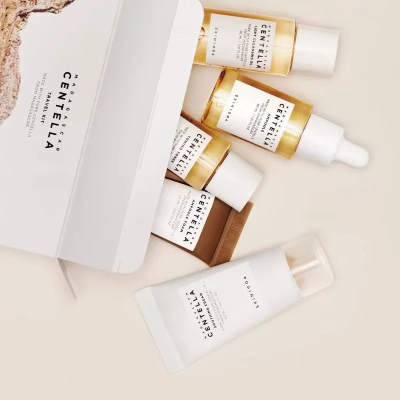 Discover Radiant Skin Anywhere: Madagascar Centella Travel Kit - Essential 5-Piece Set for Women