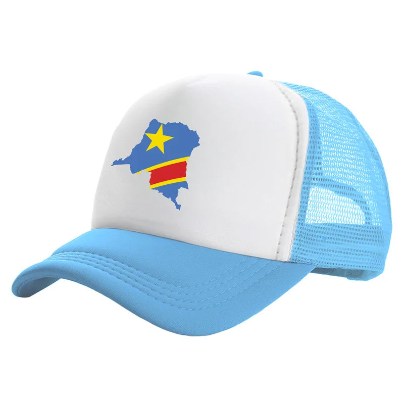 Stylish Unisex Democratic Republic of the Congo Trucker Cap - Adjustable Summer Baseball Hat for Cool Casual Vibes