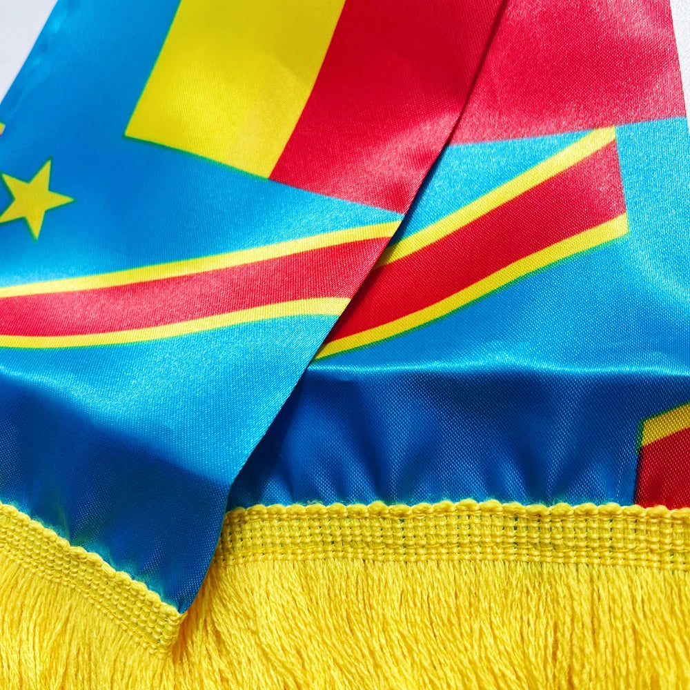 Show Your Pride with the 2026 Double-Sided Printed Satin Congo Flag Scarf - Perfect for Sports, Events, and More!