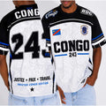 Celebrate Your Pride: Commemorative Short-Sleeve T-Shirt with Bold Democratic Republic of Congo Flag Design - Ideal for Sports Fans!