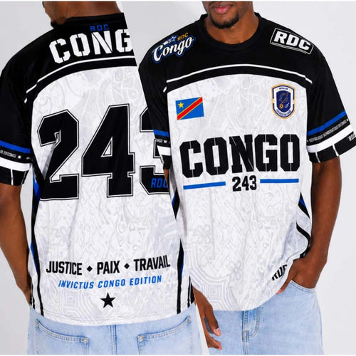 Celebrate Your Pride: Commemorative Short-Sleeve T-Shirt with Bold Democratic Republic of Congo Flag Design - Ideal for Sports Fans!