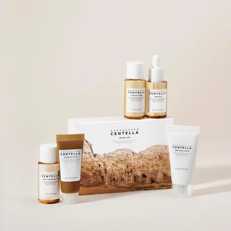 Discover Radiant Skin Anywhere: Madagascar Centella Travel Kit - Essential 5-Piece Set for Women