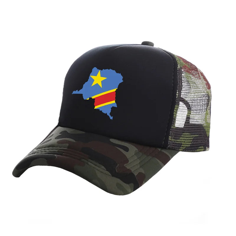 Stylish Unisex Democratic Republic of the Congo Trucker Cap - Adjustable Summer Baseball Hat for Cool Casual Vibes
