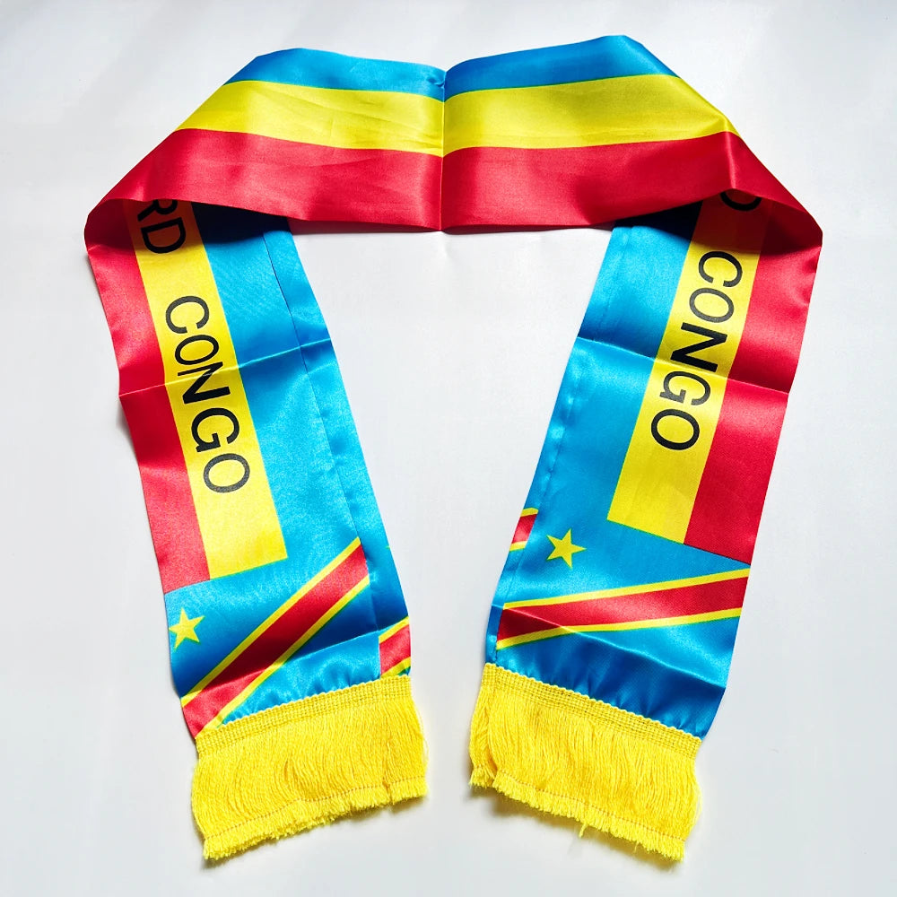 Show Your Pride with the 2026 Double-Sided Printed Satin Congo Flag Scarf - Perfect for Sports, Events, and More!