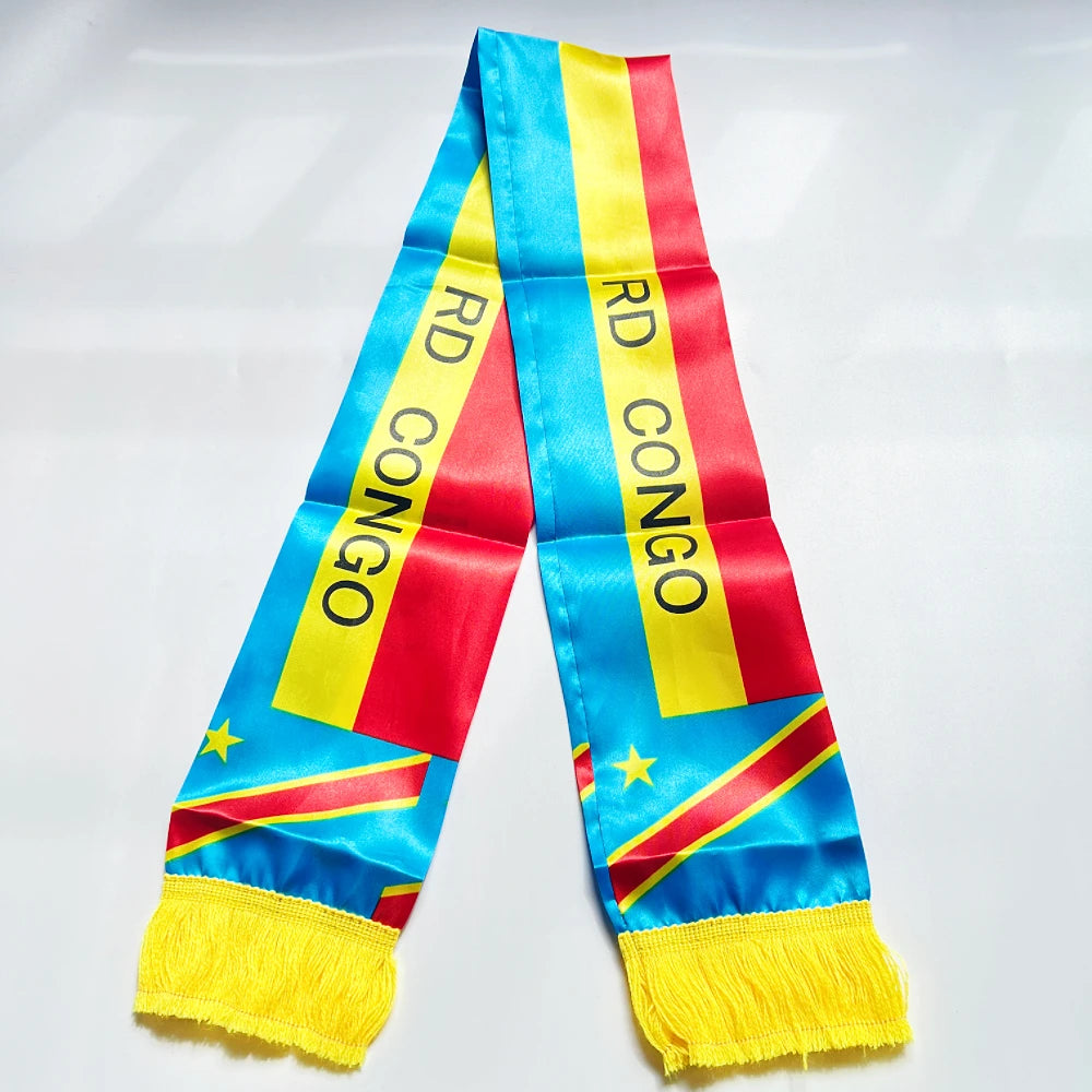 Show Your Pride with the 2026 Double-Sided Printed Satin Congo Flag Scarf - Perfect for Sports, Events, and More!