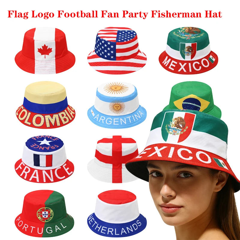 2026 Reversible National Flag Bucket Hat for Football Fans - Perfect for Parties and Sun Protection!