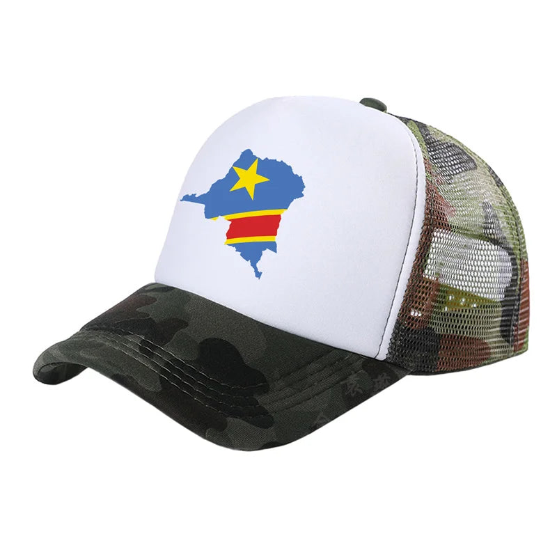 Stylish Unisex Democratic Republic of the Congo Trucker Cap - Adjustable Summer Baseball Hat for Cool Casual Vibes