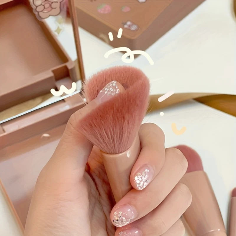 Transform Your Beauty Game: 5-Piece Portable Makeup Brush Set with Mirror - Your Ultimate Travel Essential!