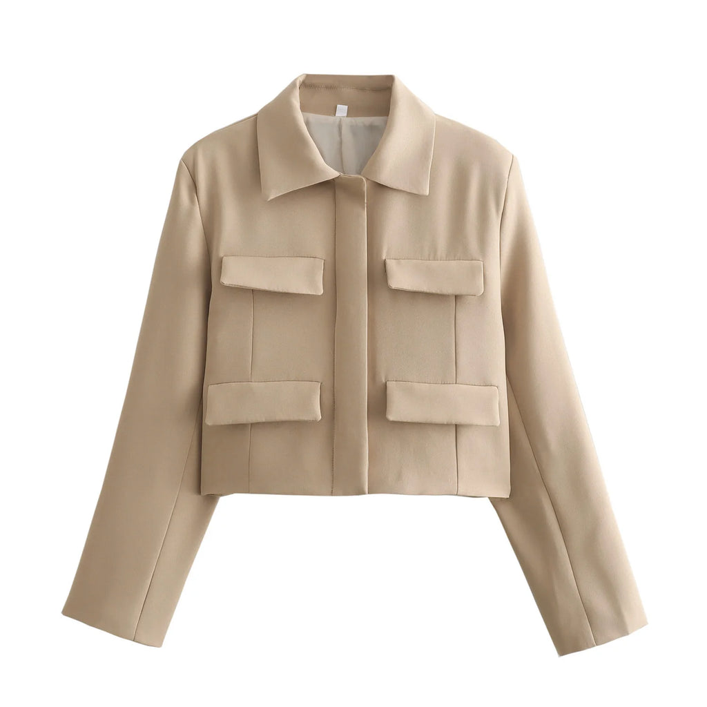 Chic Women's Vintage Turn-Down Collar Short Coat - Perfect for Office and Casual Wear