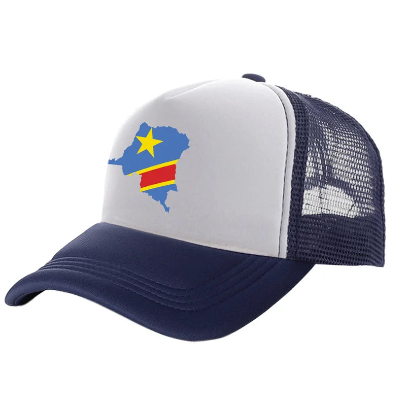 Stylish Unisex Democratic Republic of the Congo Trucker Cap - Adjustable Summer Baseball Hat for Cool Casual Vibes