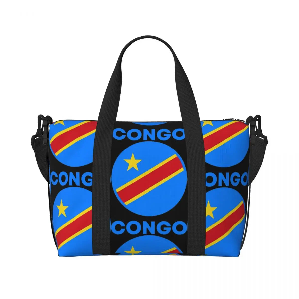 Stylish Large Capacity Congo Kinshasa Flag Duffle Bag - Perfect for Gym, Travel, and Shopping!