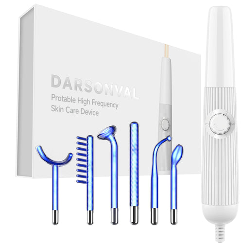 Revitalize Your Skin with the Blue 6-In-1 High Frequency Facial Machine - Anti-Aging, Acne Treatment, and Hair Therapy Tool with Neon & Argon Wands