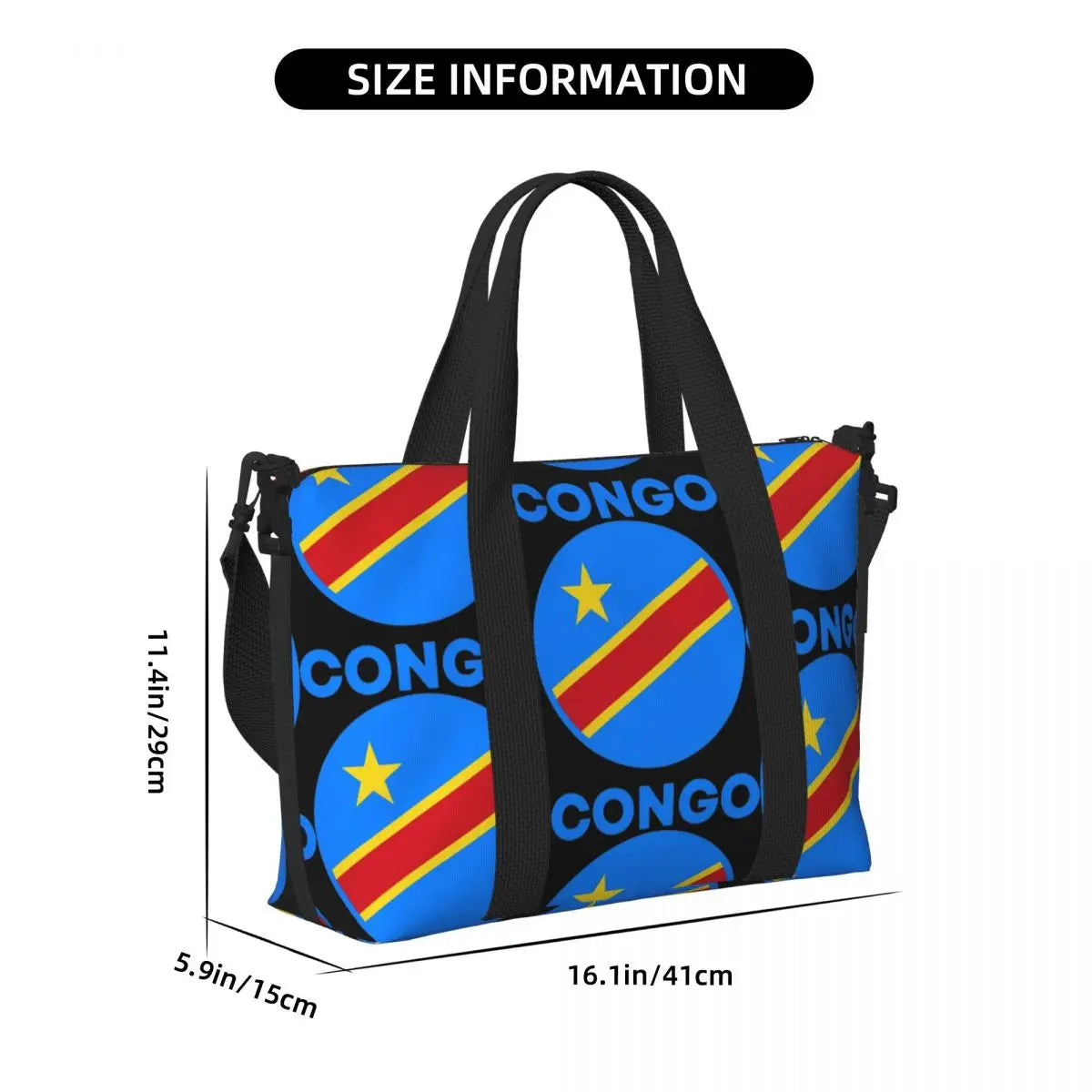 Stylish Large Capacity Congo Kinshasa Flag Duffle Bag - Perfect for Gym, Travel, and Shopping!